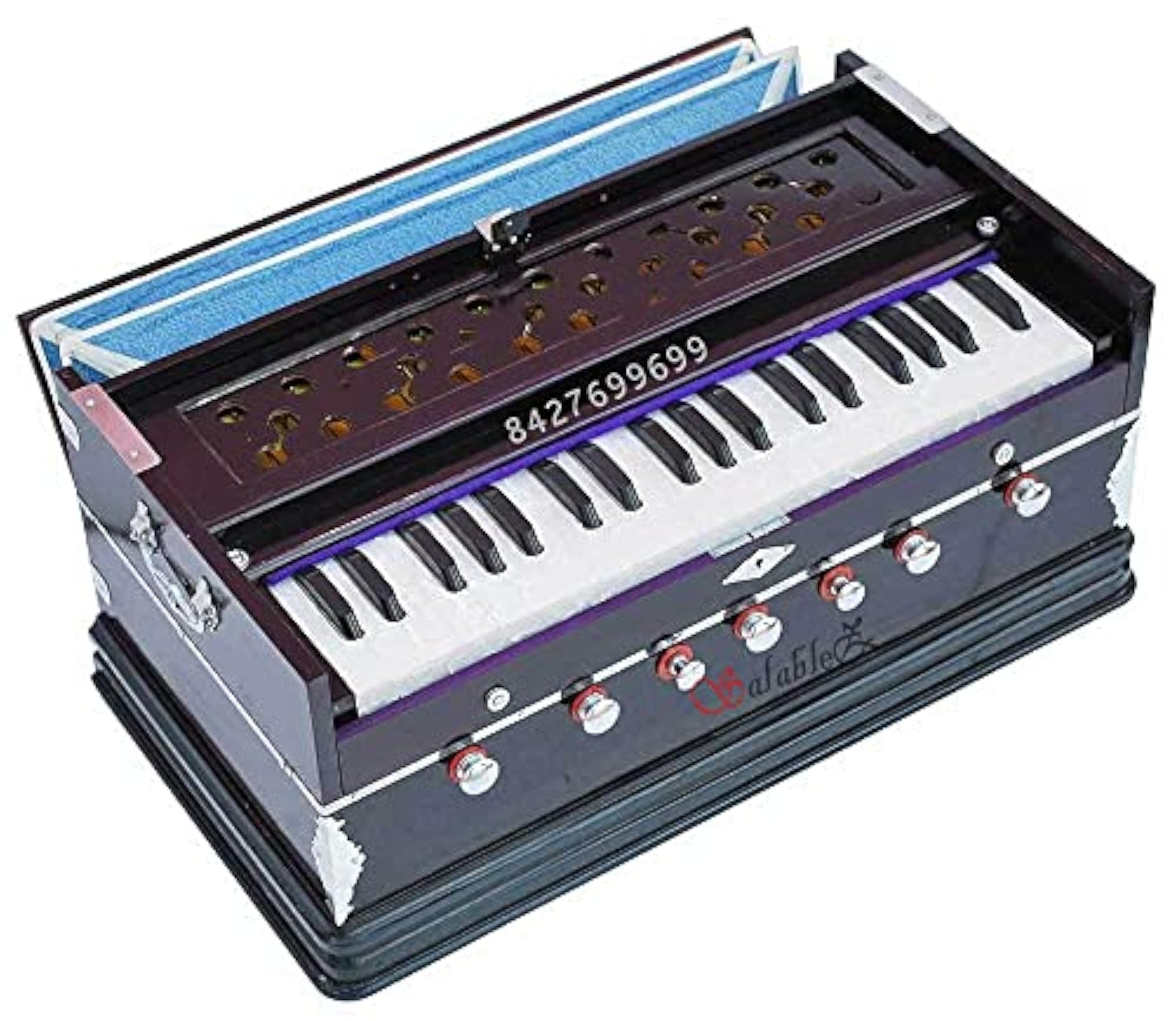 Double Bellow Mahogany Bass Male Harmonium with Carry Bag