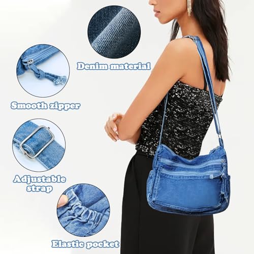 Bolso denim para mujer, gran capacidad, estilo tote miniatura 4