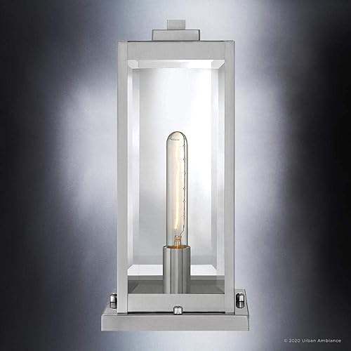 Miniatura 5 de Urban Ambiance Lujo y moderno poste para exteriores, luz de muelle, tamaño mediano 16 pulgadas de alto x 7.5 pulgadas de ancho, con elementos de
