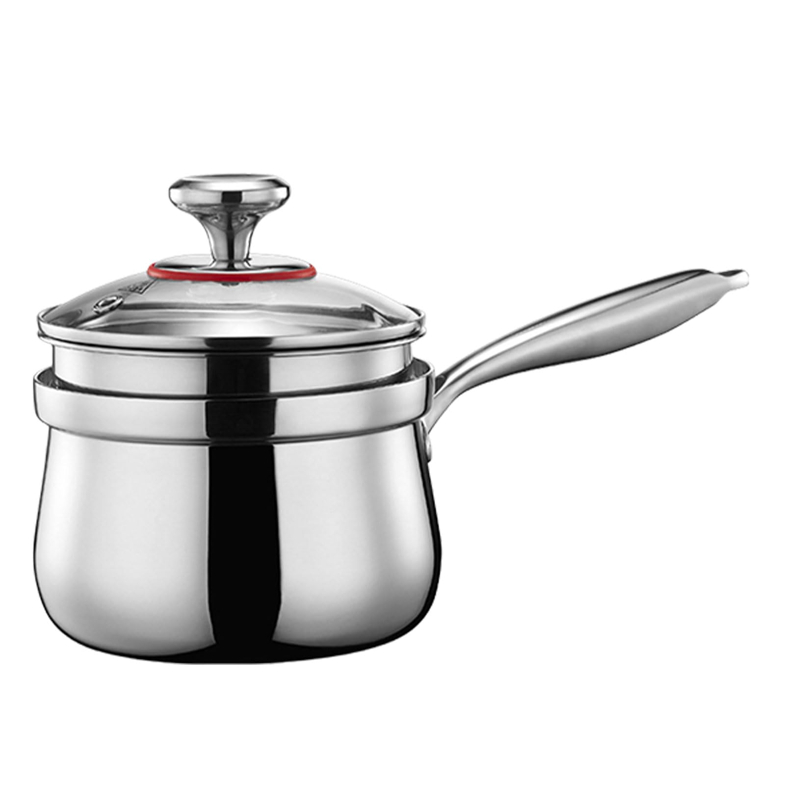 Jazuaiao 304 Stainless Steel Pots for Milk Boiling and Soup Making Cookware with Glass Cover Lid Food Cooking Pans Kitchen Saucepan