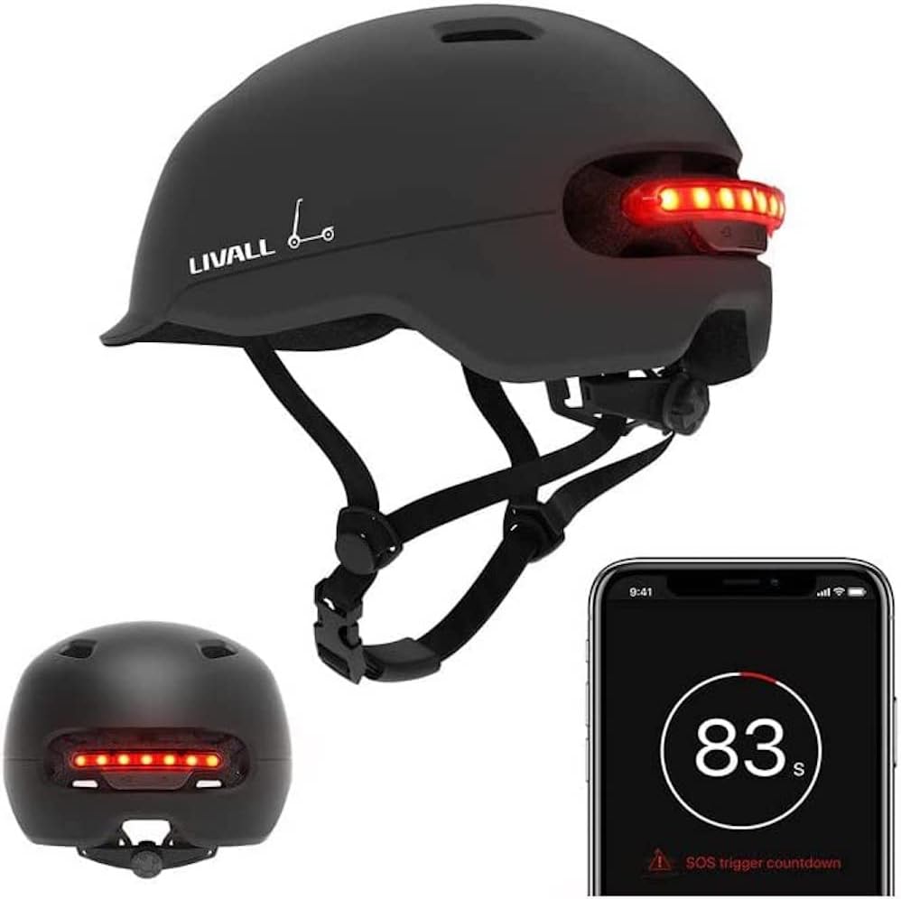 Smart Bike Helmet, Bluetooth Cycling Helmet for Men and Women with LED Taillights, SOS Alert and Auto Brake Lights for Commuting and Urban Riding, Waterproof, C20