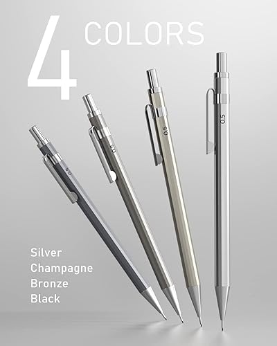 Miniatura 5 de Nicpro Juego de 10 lápices mecánicos de metal artístico de 0.020 in, 0.028 in, 0.035 in y 0.079 in para escritura, bocetos y dibujos