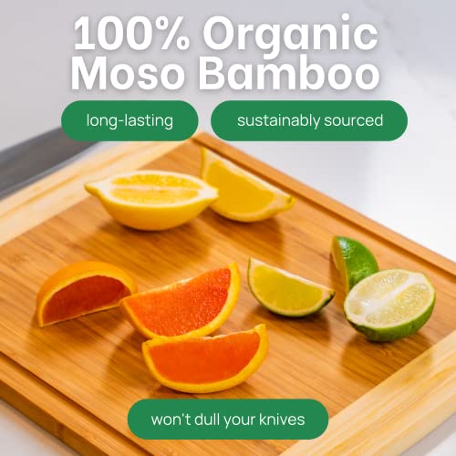 Image of GREENER CHEF 15 Inch Medium Cutting Board with Lifetime Replacements, Bamboo Cutting Boards for Kitchen, Butcher Block, Medium Wooden Chopping Board for Meat, Veggies, Non Toxic Charcuterie Board