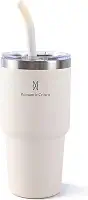 Copo Térmico de Aço Inoxidável 591ml, com Canudo e Tampa, Garrafa Termica Isolada a Vácuo Copos Garrafas Termo Pequeno Para Viagem Portátil, Para Água, Chá Gelado, Café, Smoothies e Muito Mais