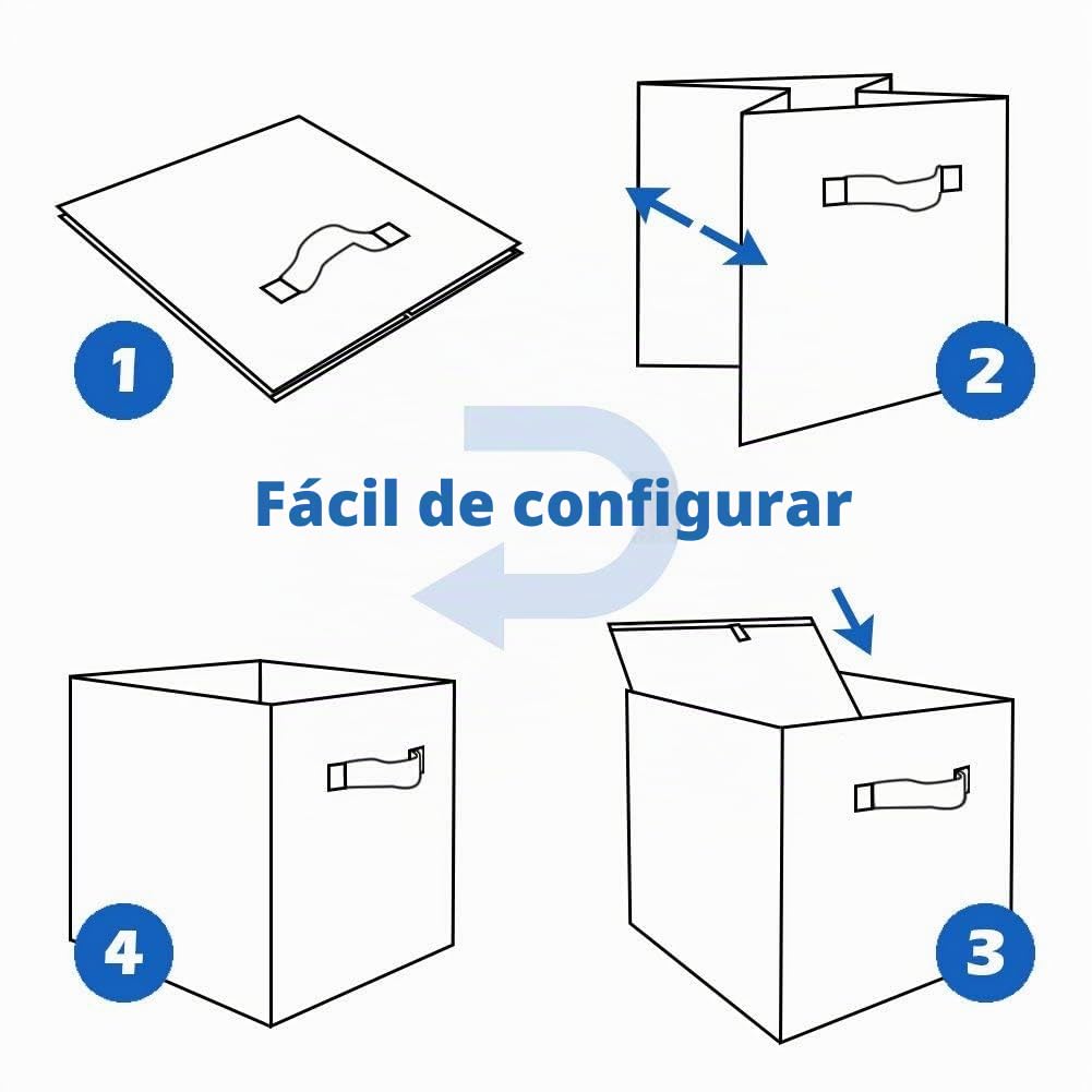 powerking Caja de almacenamiento de tela, cajón de caja de almacenamiento de tela plegable de 6 piezas, con manijas metálicas, para armarios y juguetes, Lavanda
