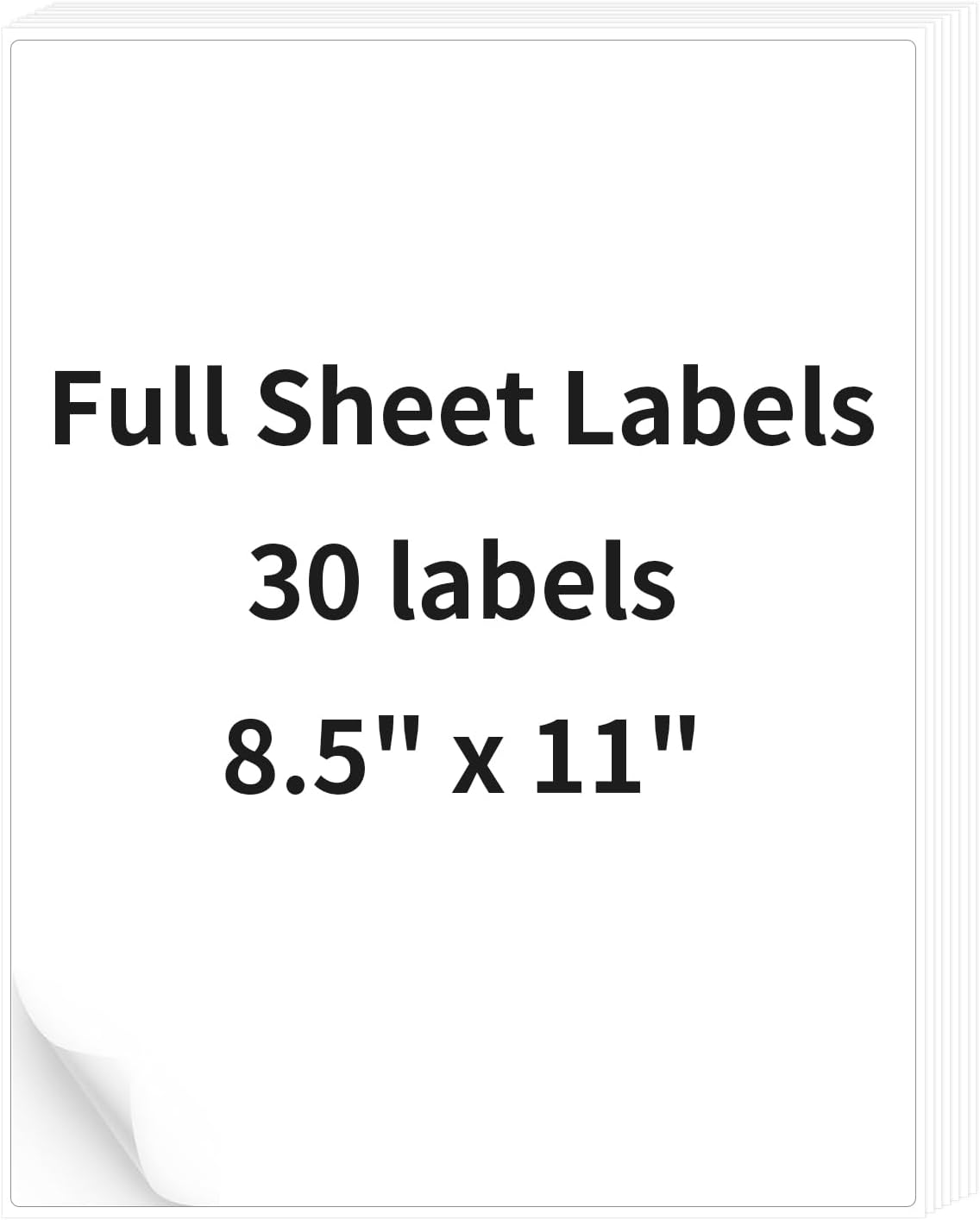 30 Sheets 8.5" x11" Full Sheet Shipping Labels, Printable Sticker Paper, Matte, Letter Size Label Stickers for Laser/Inkjet Printers (30 Labels)
