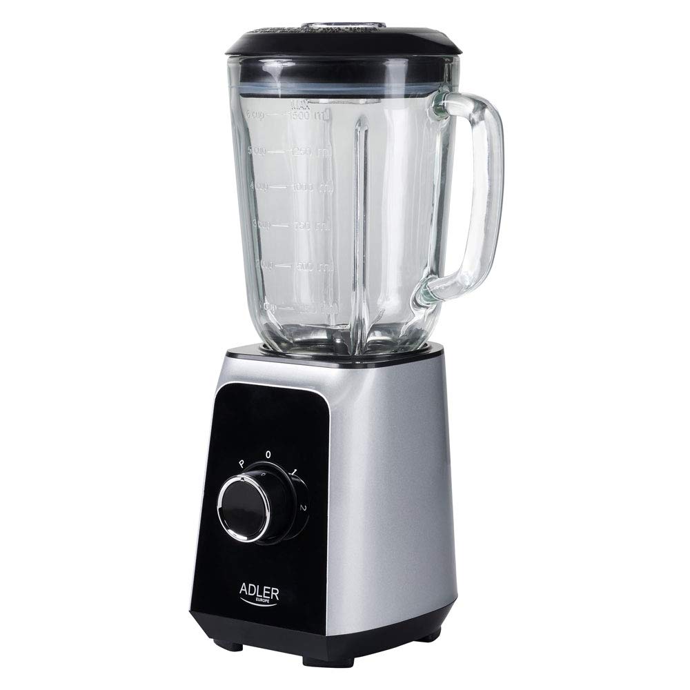 Adler AD-4076 Batidora Americana de Vaso cristal 1,5 litros, 2 velocidades, cuchillas acero inoxidable, 1000W
