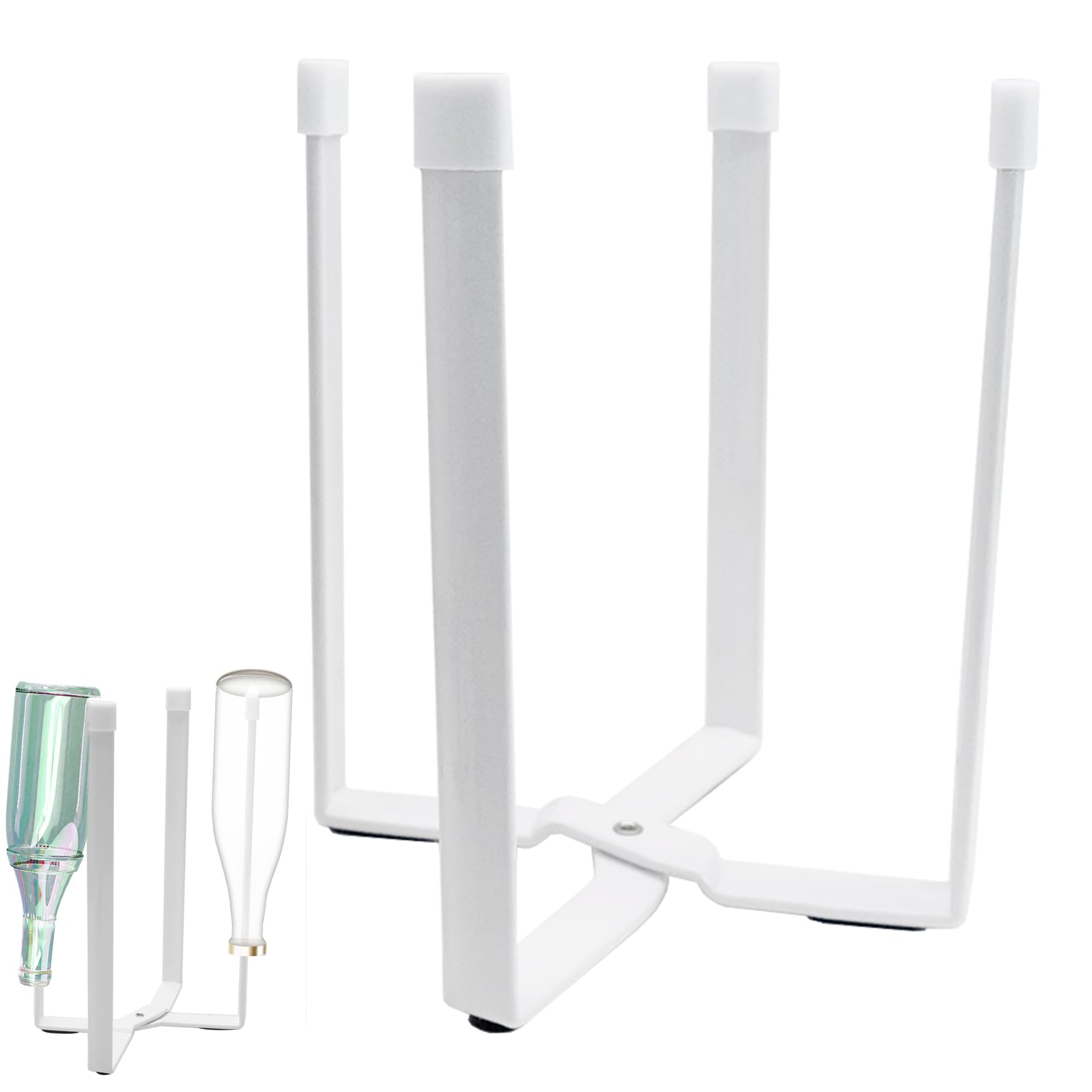 Botellas Secador y Escurrebotellas Plegable para 4, Escurridor Biberones y Vasos, Blanco