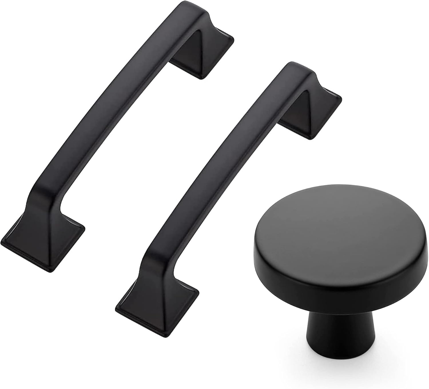 Ravinte 25 Pack 1-1/4 Inch Kitchen Cabinet Knobs & 20 Pack 3-3/4 Inch Matte BlackSquare Foot Arch Cabinet Handles