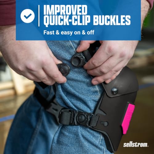 Image of Sellstrom Ultra Flex KneePro Professional Knee Pads for Men & Women with Thick Foam Cushioning & Heavy Duty Hard Outer Shell - Adjustable Straps with Quick-Clips & Ergonomic Metal Hinges - for Construction Work, Gardening, Roofing, Flooring