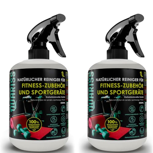 QUARISS Limpiador 100% natural para accesorios de fitness y equipamiento deportivo – Esterillas – Superficies impermeables sostenibles y veganas 2 x 0,5 litros