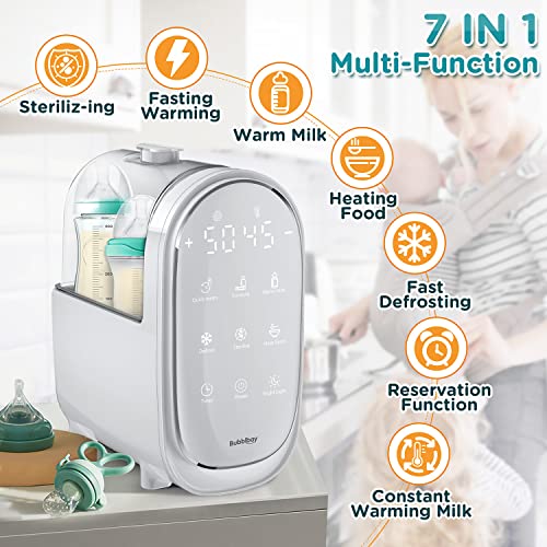 Bubblbay Baby Bottle Warmer, 7-In-1 Multi-Function Bottle Warmer For Breast Milk, Large Double Bottle Warmer For Formula & Heating Food, Bpa Free Milk Warmer With Timer, Lcd Display & Night Light #TOP1