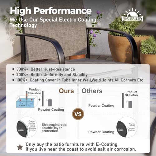 Image of SUNSHINE VALLEY 9pc Patio Dining Set, 83 inch Metal Table & 8 Brown Chairs