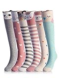 NFACE Cartoon Animal Cotton Kniestrümpfe für Kinder, 6 Farben, Einheitsgrösse