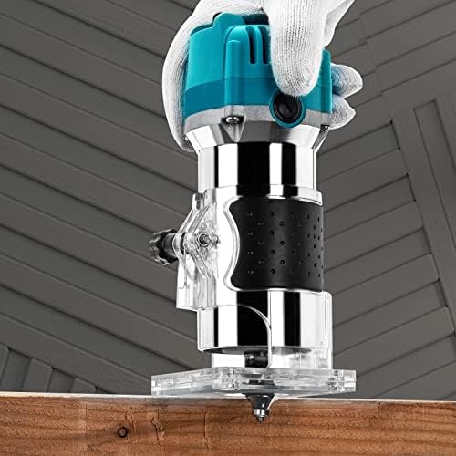 ColdShine Electric Hand Trimmer Soft Start Compact Router Kit Speed 30000Rpm 1/4'' Wood Trimmer Palm Router Power Router Tool (Blue)