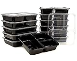 3 Compartment Bento Lunch Boxes with Lids - Stackable, Reusable, Microwave, Dishwasher & Freezer Safe - BPA-Free Food Storage and Portion Control
