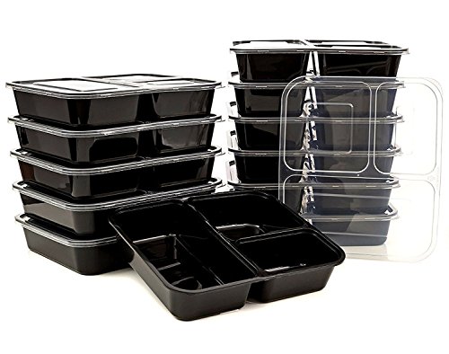 3 Compartment Bento Lunch Boxes with Lids - Stackable, Reusable, Microwave, Dishwasher & Freezer Safe - BPA-Free Food Storage and Portion Control