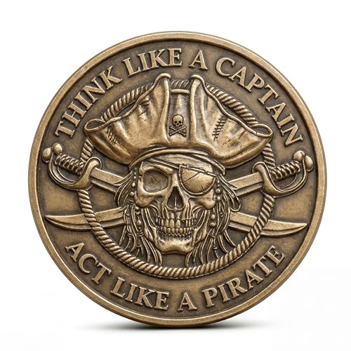 Pirate Coin – Collectible Metal Motivational Token with Skull and