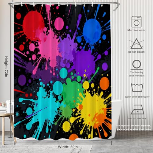 Rideau de douche abstrait multicolore en polyester imperméable 152x183cm avec crochets - 7