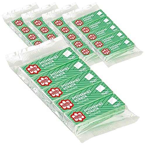 5x 5 Stangen Pfeffi Pfefferminz-Bonbons – Großer Klassiker im Vorratspack mit 25 Stangen – Mit echtem Minzöl & Menthol – Einzeln in silberner Alufolie verpackt