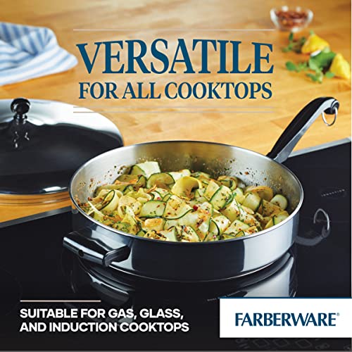 Image of Farberware Classic Saute Pan / Frying Pan / Fry Pan with Lid and Helper Handle - 4.5 Quart, Silver, 50012