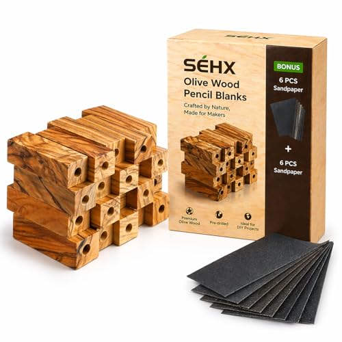 20Pc Premium Olive Wood Pen Blanks Pre Drilled 7mm Woodturning Pen Turning Blanks for Lathe Kiln Dried Precision Center Drilled Fits Standard Pen Kits Woodworking Gift for Pen Makers & Hobbyists