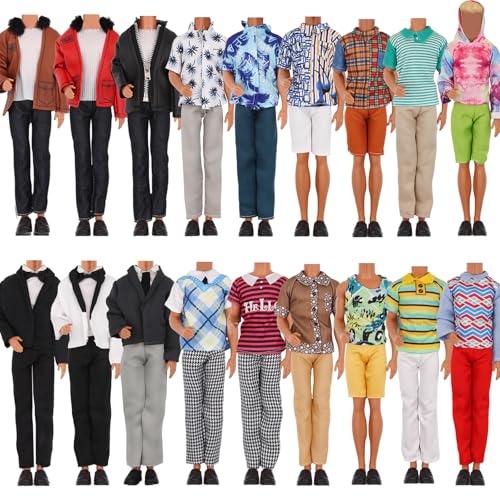 EuTengHao Doll Clothes for 12 Inch Boy Dolls with Jeans Leather Jackets Shorts Suits Sweatshirts T-Shirts Fashion Clothes for 12 Boy Doll (6 Sets Random Style)