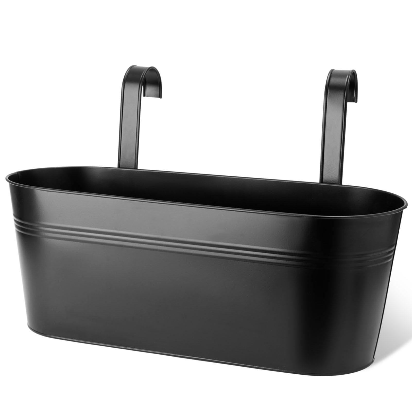Bamworld Hanging Basket 17 Inch Metal Hanging Plant Pot with Detachable Hooks Outdoor Indoor Hanging Baskets for Garden Balcony Fence Railing Decor Plant Hanger Bucket 3 Pack Black