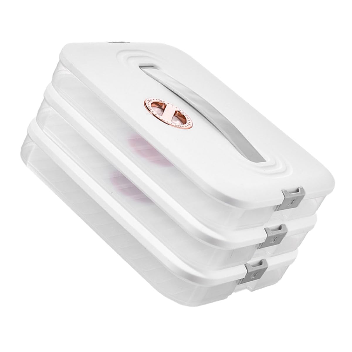 Milisten Boîte à Raviolis Réutilisable 3 Couches Couvercle, Rangement Hermétique pour Réfrigérateur, Polypropylène Blanc, Plateau Antidérapant, pour Congélation et