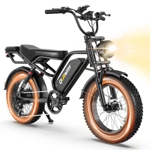 Qlaway Electric Bike for Adults 20 Fat Tire E Bikes 1500W Peak Motor 31MPH Top Speed 40-70Miles Range 48V 18AH Removable Battery LED Headlights Turn Signals Full Suspension E Bike