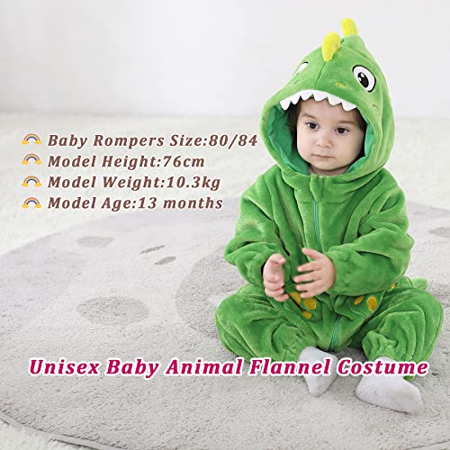 Miniatura 7 de Doladola Bebé Niños Niñas Con Capucha Monos Para Bebés Franela Traje De Animales Ropa 12-18 Meses,Dinosaurio
