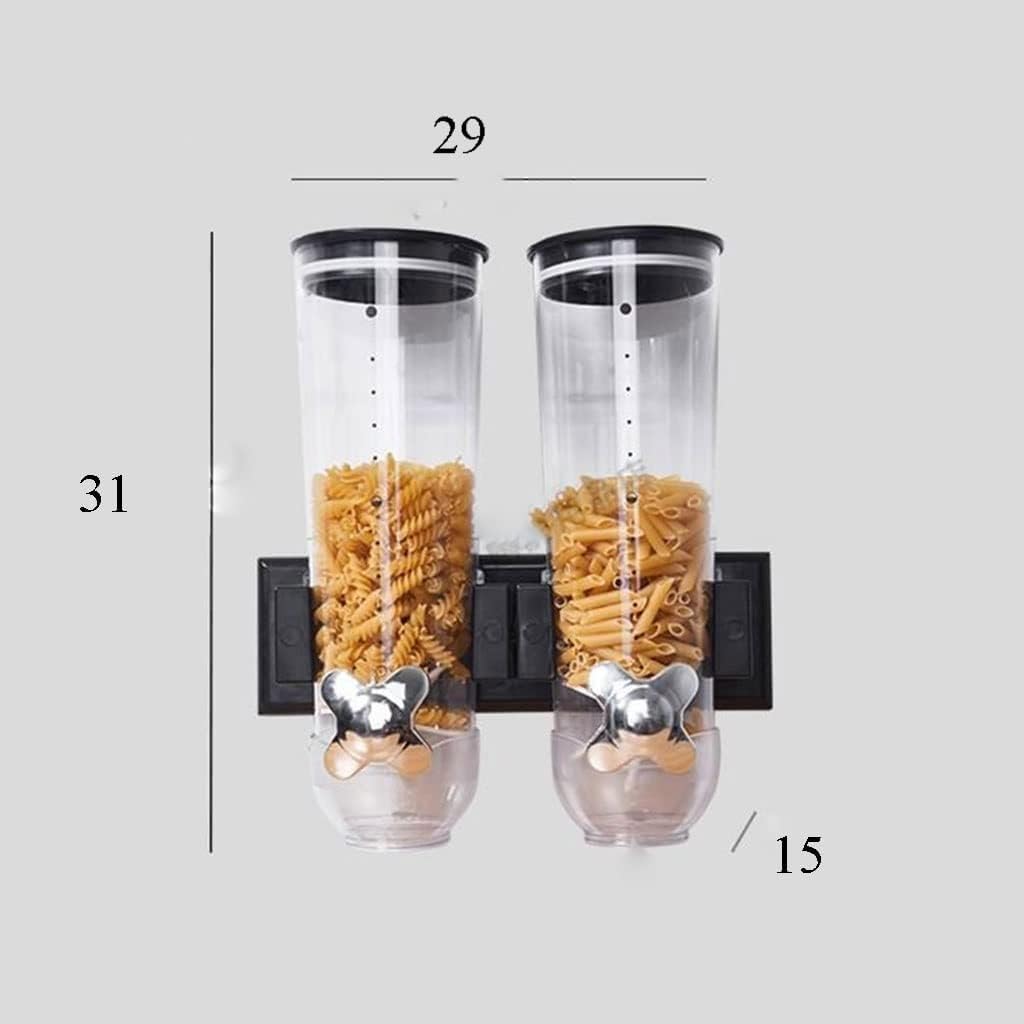 Dispensador de cereales, dispensadores de granos de barril, dispensadores de granos de doble barril montados en la pared con taza y tapa, interruptor giratorio, cuerpo transparente de PC for cocina ca