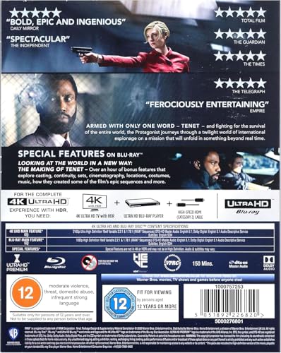 Image of Tenet [4K UHD + Blu-ray] (3-Disc Set / Bonus Disc Included) [Region Free]