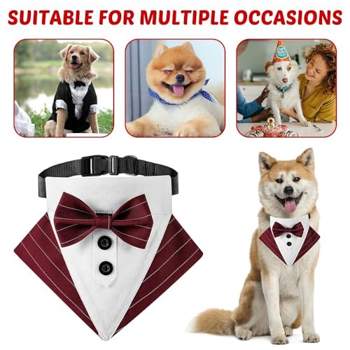 Hund Smoking Bandana Halsband, Verstellbar Haustier Fliege Bandana Haustier Hochzeitshalstuch mit Fliege für Hochzeit Geburtstag Weihnachten
