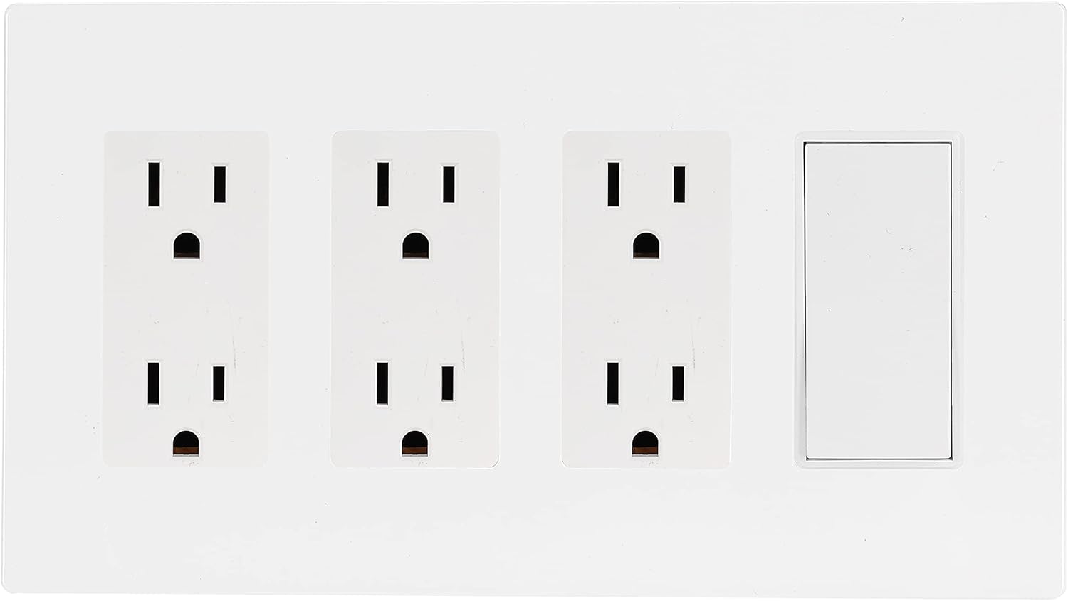 Bates- Screwless Decorator Wall Plates, 4 Gang Wall Plate, Decorator Wall Plate, Outlet Covers, Wall Plates, White Outlet Covers, 4 Gang Screwless Wall Plate, Screwless Wall Plate. - - 