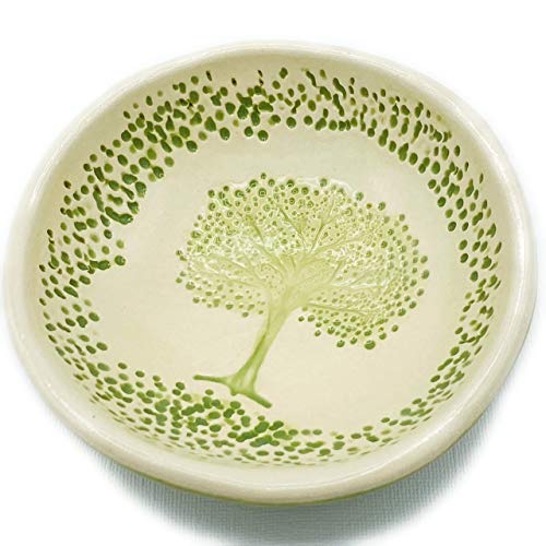 B JANECKA Tree of Life Soap Dish or Ring Tray, 5.25 Inches, Handmade in USA, Pottery 9th Anniversary Gift