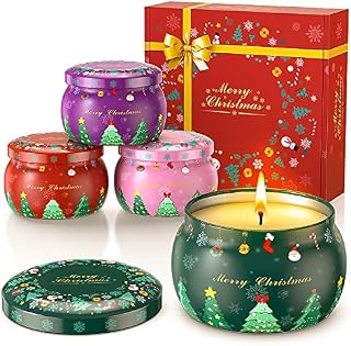 Candle Gift Set Scented Candles, 4 Pack Christmas Eve Aromatherapy Gifts Sets Long Burning, Vanilla Lavender Aroma Women Men