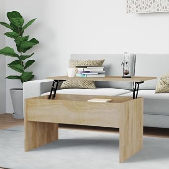 Coffee Table Side Table Decoration Living Room Table Coffee Table Sonoma Oak 80 x 50.5 x 41.5 cm Wood Material Suitable for Living Room Bedroom Office