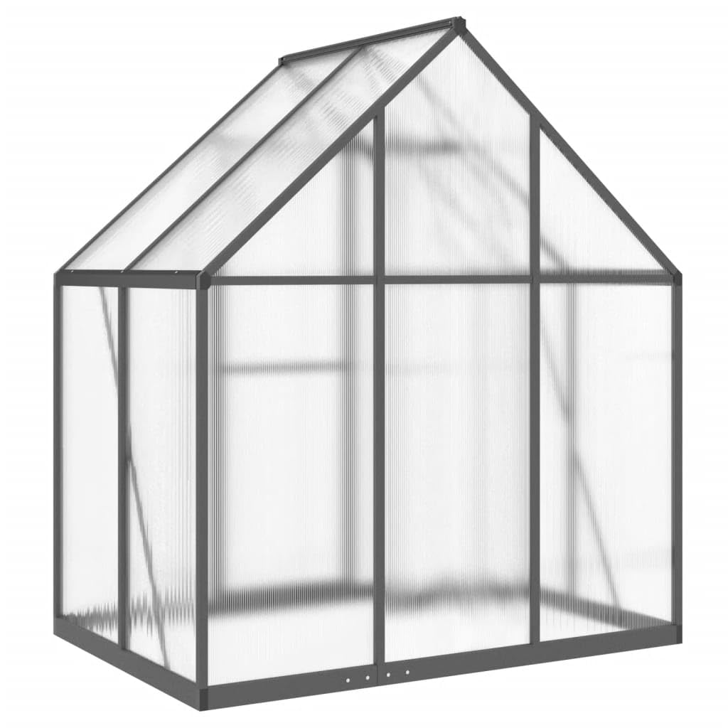 IKAYAA Gewächshaus mit Fundamentrahmen Gewächshaus Aluminium für den Garten Treibhaus Gartenhaus Winterfest Aufzucht Tomatenhaus Frühbeet und Pflanzenhaus-Anthrazit-169 x 114 x 195 cm