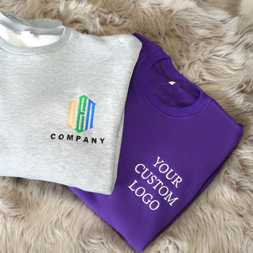 mia'spillow lab Custom Embroidered Logo & Text Sweatshirt, Embroidered Business Slogan Unisex Hoodie, Monogrammed Company Name Crewneck, Custom Business Name Uniform3