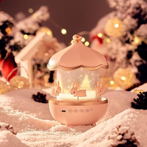 Desidiya Plastic Bunny Night Light Cabin Projector Lamp 360° Rota...