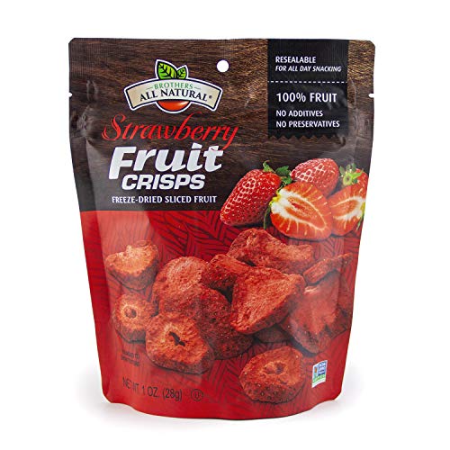Brothers All Natural Freeze Dried Fruit Crisps, Strawberry, 1 Oz (Pack of 1), Made with 100% Fruit, Gluten Free, Soy Free, Vegan, Heathy Snack, Resealable Pouch