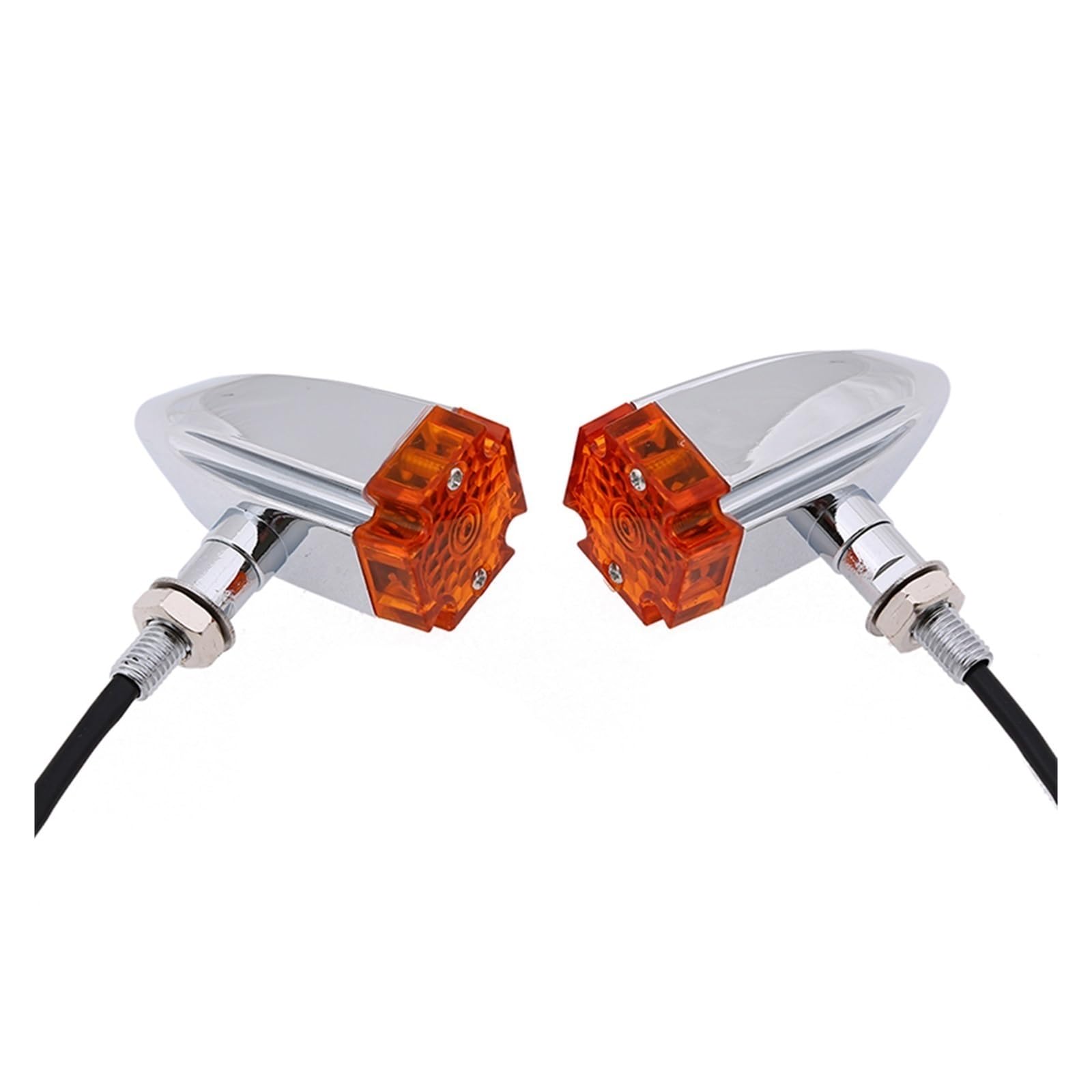 Clignotants LED moto chrome ambre 10mm pour custom et routière