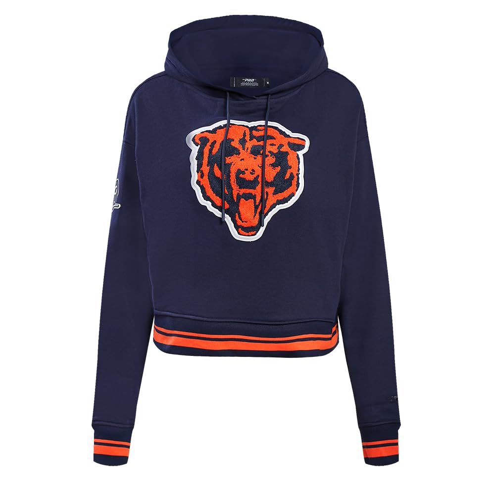 Pro Standard Womens NFL Chicago Bears Retro Classics Cropped Kapuzensweatshirt Midnight Marineblau/Orange/Midnight Marineblau L