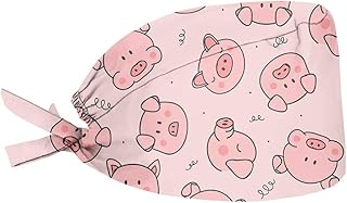 Belidome Cartoon Pink Pig for Women Working Cleaning Painting Cap Headgear Adjustable