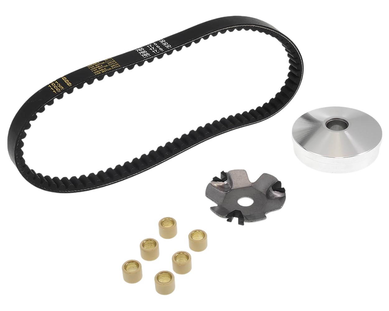 2EXTREME ensemble transmission compatible avec Peugeot Speedfight 1,2,3,4 | Kit compatible avec Peugeot New Vivacity, Speedake; courroie 17,5x765 mm, galets 16x13 mm, 4,70 g, variateur et joue fixe.