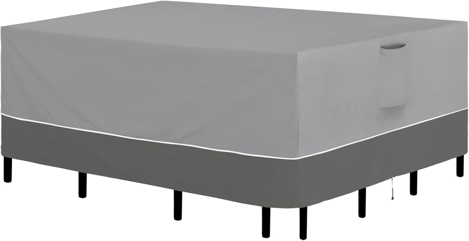 Easy-Going Patio Furniture Cover 110"x84" Rectangle Outdoor Table and Chair Set Covers Waterproof UV Resistant Outdoor Sectional Sofa Set Covers, Gray/Dark Gray