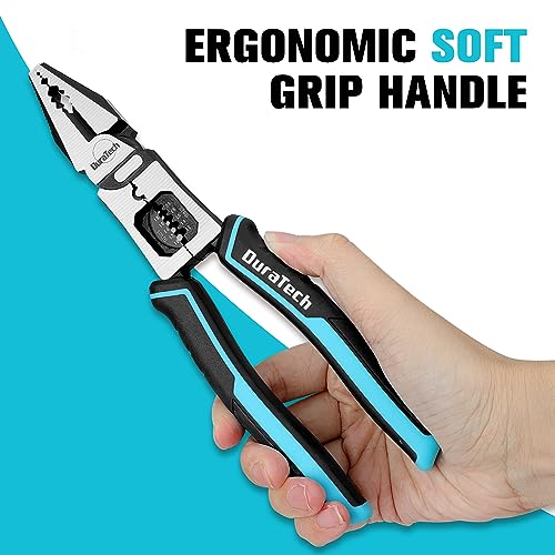 DURATECH 6-in-1 Linesman Pliers, 8.5" Multipurpose Combination Pliers with Wire Stripper/Crimper/Cutter Function, Heavy Duty Side-Cutting Pliers for Crimping, Stripping, Shearing, Screwing - Image 5