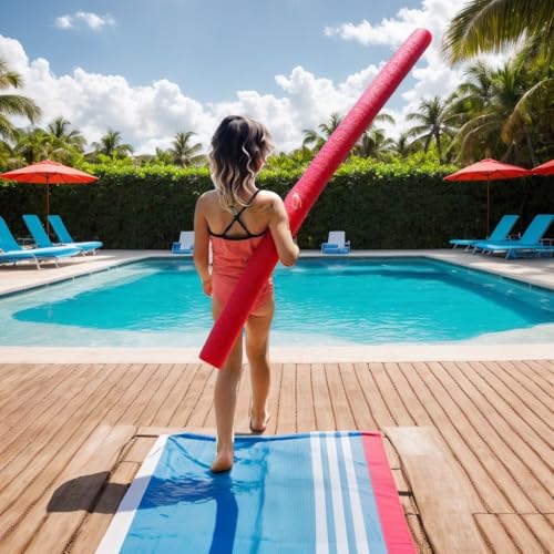 2 Pack Pool Noodles for Adults - Colorful Foam Noodle Sticks for Swimming - Floating Pool Noodles Foam Tube 59.1\" x2.3 in (Red)