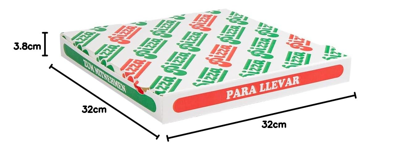 García de Pou - 100 Unidades - Cajas De Pizza 'Thepack' 330 G/M2 32X32X3,8 Cm Blanco Cartón Ondulado Microcanal